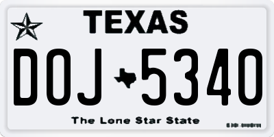 TX license plate DOJ5340