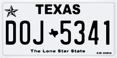 TX license plate DOJ5341