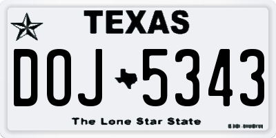 TX license plate DOJ5343