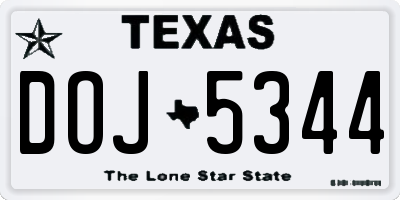 TX license plate DOJ5344