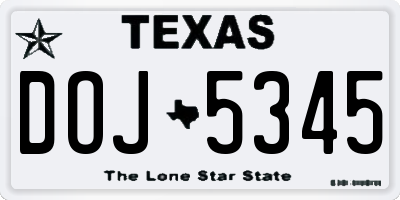 TX license plate DOJ5345