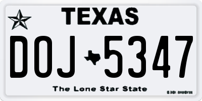 TX license plate DOJ5347