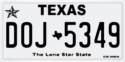 TX license plate DOJ5349