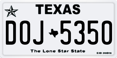 TX license plate DOJ5350