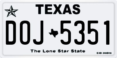 TX license plate DOJ5351