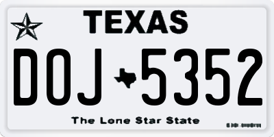 TX license plate DOJ5352