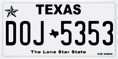 TX license plate DOJ5353