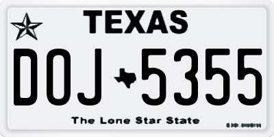TX license plate DOJ5355
