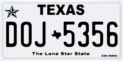TX license plate DOJ5356