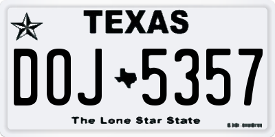 TX license plate DOJ5357