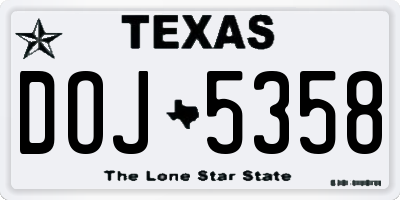 TX license plate DOJ5358