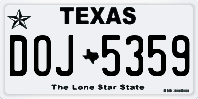 TX license plate DOJ5359