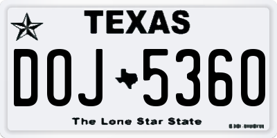 TX license plate DOJ5360