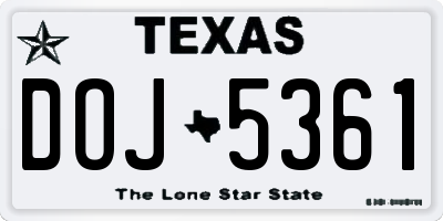 TX license plate DOJ5361