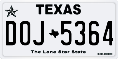 TX license plate DOJ5364