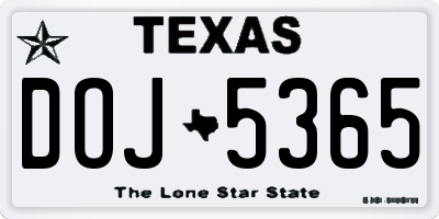 TX license plate DOJ5365