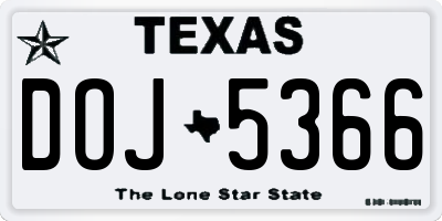 TX license plate DOJ5366