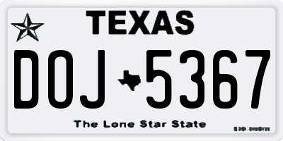 TX license plate DOJ5367
