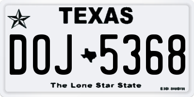 TX license plate DOJ5368