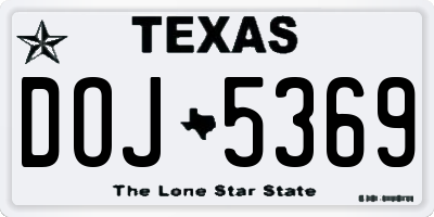 TX license plate DOJ5369