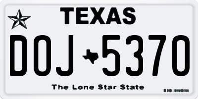TX license plate DOJ5370