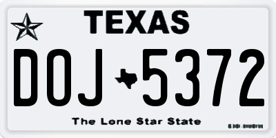 TX license plate DOJ5372