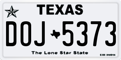 TX license plate DOJ5373