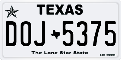TX license plate DOJ5375