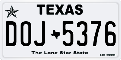 TX license plate DOJ5376