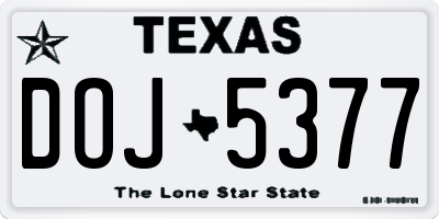 TX license plate DOJ5377