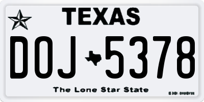 TX license plate DOJ5378