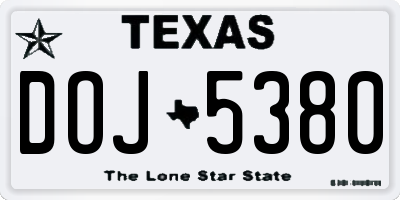 TX license plate DOJ5380