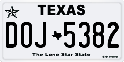 TX license plate DOJ5382