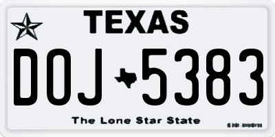 TX license plate DOJ5383