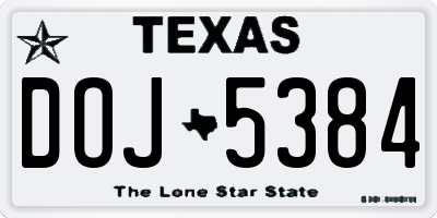 TX license plate DOJ5384