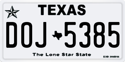 TX license plate DOJ5385