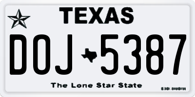 TX license plate DOJ5387