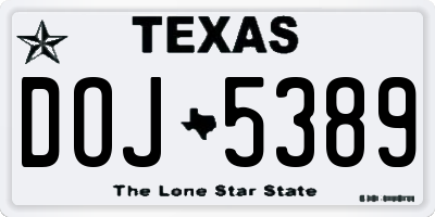 TX license plate DOJ5389