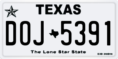 TX license plate DOJ5391