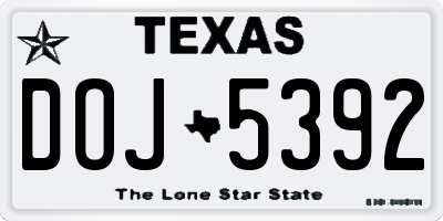 TX license plate DOJ5392