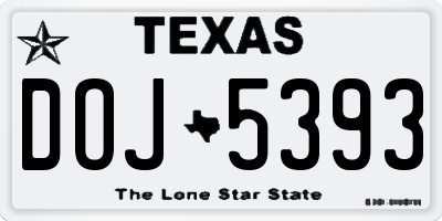 TX license plate DOJ5393