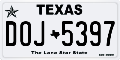 TX license plate DOJ5397