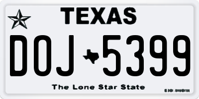 TX license plate DOJ5399