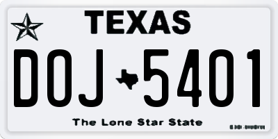 TX license plate DOJ5401