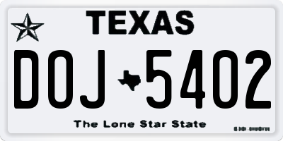 TX license plate DOJ5402