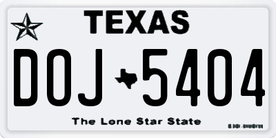 TX license plate DOJ5404