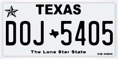 TX license plate DOJ5405