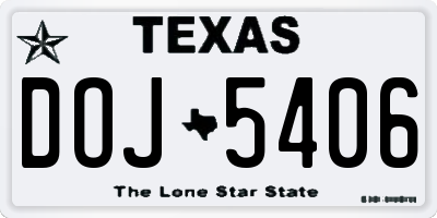 TX license plate DOJ5406