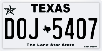 TX license plate DOJ5407
