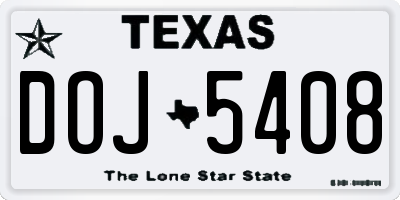 TX license plate DOJ5408